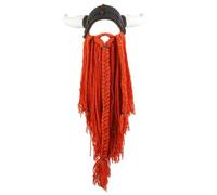 WUODHTW Gorro de punto vikingo para hombre, diseño bárbaro y vagabundo, hecho a mano, cálido, gorro de esquí, divertido gorro de fiesta, Sombrero gris y barba naranja, Talla única