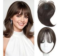 WUODHTW Hair Topper with Bangs Clip Cover Hair Toppers for Women Extensions with Thinning Hairs, 10 pulgadas Clip recto en flequillo Hairs Piece (6 #)