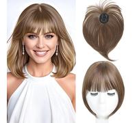WUODHTW Hair Topper with Bangs Clip Cover Hair Toppers for Women Extensions with Thinning Hairs, 10 pulgadas Clip recto en Bangs Hairs Piece (22H10)