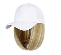 WUODHTW Peluca de béisbol para mujer, con extensiones de pelo, lacio, corto, estilo bob, ajustable, sombrero de lengua de pato, peluca