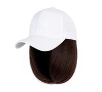 WUODHTW Peluca de béisbol para mujer, con extensiones de pelo, lacio, corto, estilo bob, ajustable, sombrero de lengua de pato, peluca