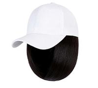 WUODHTW Peluca de béisbol para mujer, con extensiones de pelo, lacio, corto, estilo bob, ajustable, sombrero de lengua de pato