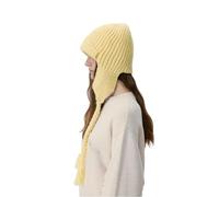 WUODHTW Winter Hat for Women's Cable Knit Aviator Hat Winter Beanie Hats Fleece Knit Earflap Scarf Hats Snow Ski Skull Cap (Yellow)