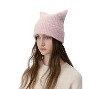 WUODHTW Winter Hats for Women - Knitted Thermal Wool Beanie for Women Warm Snow Ski Skull Cap Y2K Cute Cat Ears Hats (Light Pink)