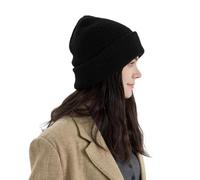 WUODHTW Wool Beanie for Men Women Winter Knit Hat Adult Pullover Hat Ski Cold Hat Skull Cap for Outdoor Hiking Running (Black)