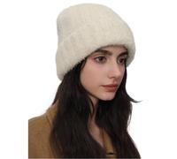 WUODHTW Wool Beanie Hat for Men Women - Thermal Knitted Winter Skull Cap Hiking Running Wrap Ski Cap for Cold Weather (Milky White)