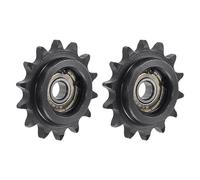 WUPEDI Pieza del piñón impulsor de motosierra Para Piñón tensor de cadena 6 mm diámetro 12 dientes Rodillo acero al carbono C45 con rodamiento, Iso 06B 2(BLACK 46mmx8mm)