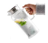 Wupiusa Jarra con Tapa y, Jarra de Vidrio para Agua Caliente/Fría, Jarra Grande para Té Helado, Café, Jugo y Bebidas Caseras.