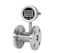 WUPLKCUIJ Medidor de Flujo de turbina con Pantalla Digital, Alimentado por batería de Litio, Acero Inoxidable, Aluminio, RS485, Abrazadera de Rosca de Pulso, Brida, Urea de Agua(DN25-F-Thread-SS)