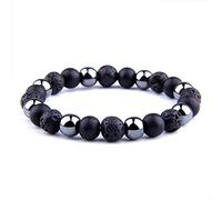 WUPNGS Pulseras WJDT Pulsera de obsidiana, hematita, Ojo Tigre for Hombre Protectora Piedra Natural(11,8mm)