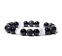 WUPNGS Pulseras WJDT Pulsera de obsidiana, hematita, Ojo Tigre for Hombre Protectora Piedra Natural(15,6mm)
