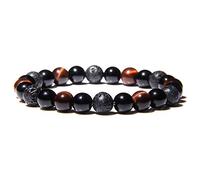 WUPNGS Pulseras WJDT Pulsera de obsidiana, hematita, Ojo Tigre for Hombre Protectora Piedra Natural(19,10mm)