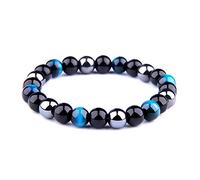 WUPNGS Pulseras WJDT Pulsera de obsidiana, hematita, Ojo Tigre for Hombre Protectora Piedra Natural(8,8mm)