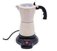 WUPYI2018 Cafetera eléctrica con base, 300 ml, 480 W, aleación de aluminio, válvula de seguridad, café italiano, adecuado para 1-6 personas, color blanco crema