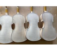 WUQIMUSC 1 violín sin terminar 4/4 de tamaño completo para Stradivari modelo Tiger Flame Maple parte trasera de abeto hecho a mano para bricolaje por sí mismo (violín-una pieza-2)