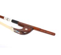 WUQIMUSC Arco alemán para contrabajo 3/4, potente sonido de madera de serpiente y envoltura de cuero de rana con incrustaciones de perlas hechas a mano, crin de caballo mongol natural