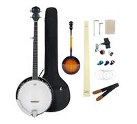 WUQIMUSC Banjo de 5 cuerdas, kit de banjo para principiantes de tamaño completo de 38 pulgadas con cabeza Remo y parte trasera cerrada, 24 soportes, incluye bolsa de concierto, correa, púas de dedo