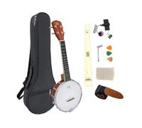 WUQIMUSC Banjolele - Ukelele Banjolele de 4 cuerdas, tamaño de concierto de 23 pulgadas con cabeza REMO premium, kit para principiantes con bolsa de concierto, correa de banjos, cuerdas, pastilla