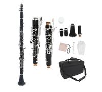 WUQIMUSC Clarinete profesional de ebonita con llaves de níquel y madera con accesorios de lengüeta de barril. Bonito sonido. Estuche duradero (gkey-clarinet)