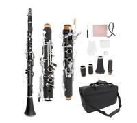 WUQIMUSC Clarinete Profesional de Madera de Ebonita con Llaves Chapadas en Níquel, Barriles, Accesorios de Lengüeta, Buen Sonido, Funda Duradera (ekey-clarinet)