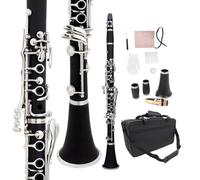 WUQIMUSC Clave profesional de madera de ébita chapada en níquel con barriles accesorios de caña, sonido agradable, estuche duradero (clarinete akey)