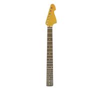 WUQIMUSC Cuello de guitarra de repuesto de 21 trastes para escala de 25.5 pulgadas, mástil de arce con diapasón de palisandro, incrustaciones de puntos, acabado amarillo, estilo de talón atornillado