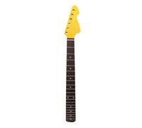 WUQIMUSC Cuello de guitarra de repuesto de 21 trastes para escala de 25.5 pulgadas, mástil de arce con diapasón de palisandro, incrustaciones de puntos, acabado amarillo, estilo de talón atornillado