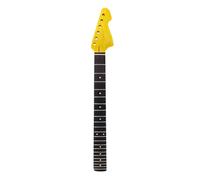 WUQIMUSC Cuello de repuesto para guitarra eléctrica, arce con diapasón de palisandro, 22 trastes, escala de 25.5 pulgadas, talón atornillado, acabado amarillo brillante (incrustaciones de puntos)