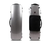 WUQIMUSC Funda para violín 4/4 de tamaño completo de fibra de carbono oblonga carcasa rígida rectangular funda de violín acolchado suave con correas traseras y bolsa para partituras (plata)