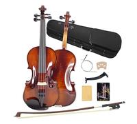WUQIMUSC Juego completo de violín 4/4 para principiantes, adultos, estudiantes, violín de madera maciza de arce de abeto envejecido, accesorios de ébano con funda dura, reposamanos, arco, afinador
