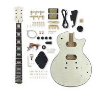 WUQIMUSC Kit de guitarra eléctrica acolchada con parte superior de arce, cuerpo de caoba, 22 trastes, cuello de guitarra de 24.75 pulgadas para proyectos de guitarra hechos a mano