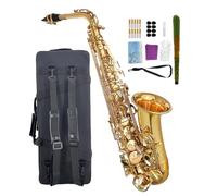WUQIMUSC Kit de saxofón alto para principiantes, saxofón para estudiantes, instrumento profesional de saxofón de latón con estuche para saxofón, boquilla, lengüetas, guantes, paño de limpieza y
