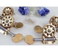 WUQIMUSC Piquetas verticales de doble bajo de 3/4 de rueda grande con cuerpo de latón