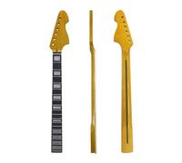 WUQIMUSC Repuesto de cuello de guitarra para 22 trastes, 25.5 pulgadas, arce con diapasón de palisandro, talón atornillado, acabado amarillo brillante (incrustación de bloque)
