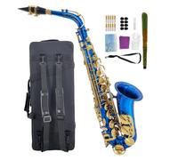 WUQIMUSC Saxofón Alto Eb para principiantes - Kit completo de saxofón con estuche duro, boquilla, correa para el cuello, cañas, kit de limpieza, ideal para estudiantes y profesionales (azul)