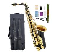 WUQIMUSC Saxofón alto Eb para principiantes, kit completo de saxofón con funda dura, boquilla, correa para el cuello, lengüetas, kit de limpieza, ideal para estudiantes y profesionales (negro)