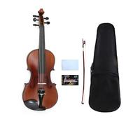 WUQIMUSC Violín acústico de 5 cuerdas, kit 4/4 con parte trasera de arce, accesorios de ébano, afinador fino, violín hecho a mano con funda, arco (5 cuerdas, afinadores marrón)