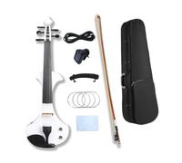 WUQIMUSC Violín eléctrico, cuerpo de madera maciza, accesorios de ébano, sintonizador agradable, pasiva pasiva con arco, bolsa de estuche (blanco-5 cuerdas)