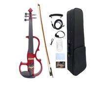 WUQIMUSC Violín eléctrico de 5 cuerdas, violín silencioso 4/4, juego de tamaño completo con funda de transporte para estudiantes, principiantes y adultos en estilo EV8 (rojo-5 cuerdas)