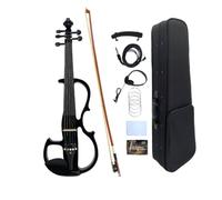 WUQIMUSC Violín eléctrico de 5 cuerdas, violín silencioso 4/4, juego de tamaño completo con funda de transporte para estudiantes, principiantes y adultos en estilo, EV8 (negro, 5 cuerdas)