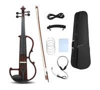 WUQIMUSC Violín eléctrico silencioso 4/4 tamaño completo violín eléctrico silencioso cuerpo de madera maciza accesorios de ébano con funda, arco, auriculares, cable, cuerdas para estudiantes,