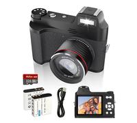 Wurapl Mini cámara digital HD 4K Video 48MP Foto con enfoque manual, diseño vintage y textura de cuero para vlogging, viajes, deportes y grabación de vida