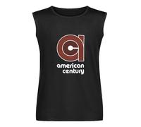 WURHDKI American Century Record Label Vest Tank Camiseta Men's Black Unisex Sleeveless Tops Tee, Negro , 3XL