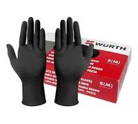 WURTH Guantes de Nitrilo Desechables Sin Polvo, Guante Industrial Color Negro, Talla M, 100 Unidades