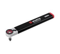 WURTH Llave Carraca para puntas 1/4 pulgada, Cargador 6 Bits Integrado, Llave Reversible con cabezal Giratorio Manual, Llave Extra Plana, Llave Trinquete de Bolsillo, Serie Limitada,