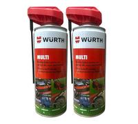 WURTH lubricante Multiusos Spray 400ml, 2 pakc Aceit Aflojatodo Universal, Antigripante Super Eficiente, Cabeza Dispensadora Versatil y Precisa Dos en Uno
