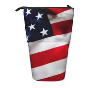WURTON American Flag1 - Estuche telescópico versátil para guardar artículos de papelería, maquillaje, organizador de suministros, Black, Talla única