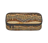 WURTON Background St Patrick's Day - Estuche para lápices con purpurina para niños y niñas, bolsa de gran capacidad, suministros de oficina, Patchwork de estilo africano, Talla única