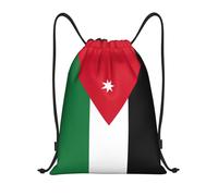 WURTON Banderas de Jordania Impresión de Cordón Bolsas Deportivas Bolsa con Cordón para Todas las Ocasiones Gimnasio Saco Deportivo, Viajes, Negro, S