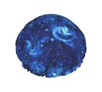 WURTON Blue Universe Space Galaxy Print - Gorro de ducha suave y ligero para mujer, gorro de ducha para cabello largo, transpirable